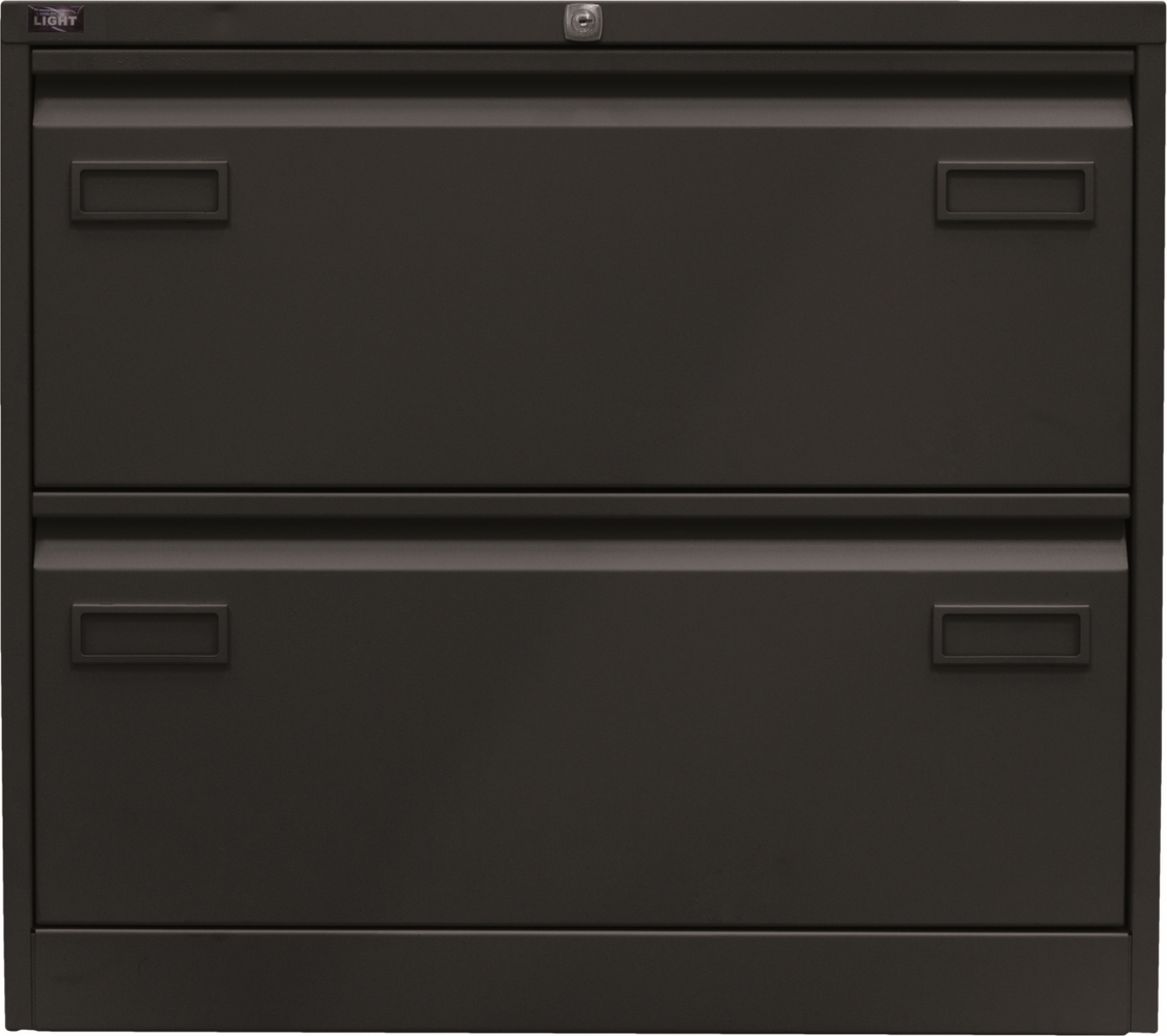 BISLEY Light Hängeregistraturschrank mit Schloss aus Metall in schwarz, 2 Schubladen, doppelbahnig - Hängeregisterschrank abschließbar, Hängeregistratur für Hängemappen & Hängeordner, CDF2-633 Bild 1