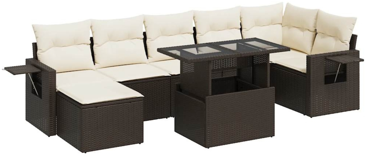 vidaXL 8-tlg. Garten-Sofagarnitur mit Kissen Braun Poly Rattan 3326524 Bild 1