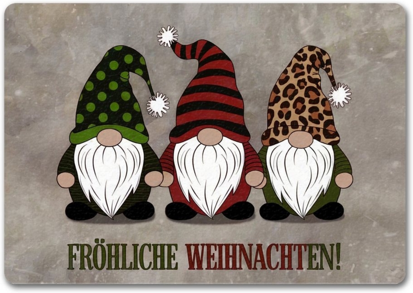 speecheese Fußmatte Drei Wichtel - Fröhliche Weihnachten Fußmatte in 35x50 cm ohne Rand Bild 1