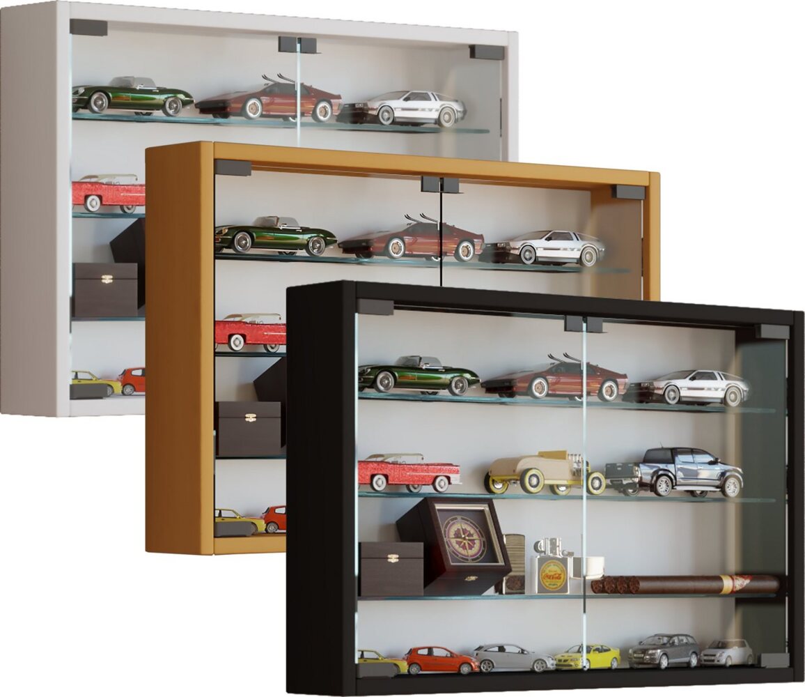 VCM 912947 Vitrine Wandvitrine Sammlervitrine Wandregal Hängeregal Hängevitrine Schaukasten Holz Schwarz 40 x 60 x 10 cm Mandosa M Bild 1