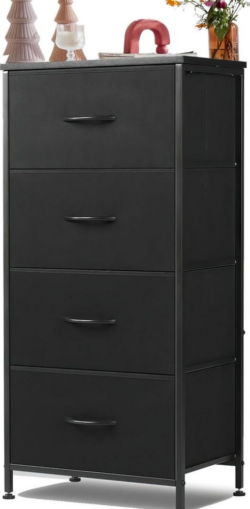 Refined Living Schubkastenkommode Sideboards Schrank 4 Stoffschubladen mit Griffen Metallgestell (Beistelltisch mit Holzoberfläche und Stoffschubladen Modernes Design, 1 St, Industrie-Design Stauraumschrank Schminktisch Umweltfreundliches), Kleine Schl... Bild 1