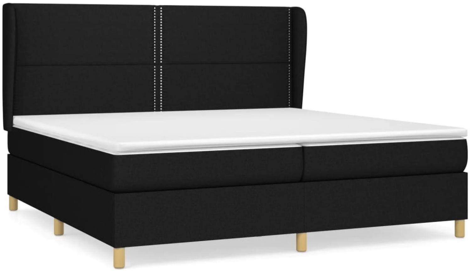 Boxspringbett mit Matratze Stoff Schwarz 200x200 cm, Härtegrad: H2 [3128471] Bild 1