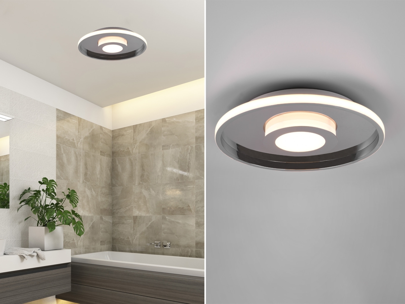 LED Deckenleuchte ASCARI rund Silber Chrom dimmbar IP44, Ø 30cm Bild 1