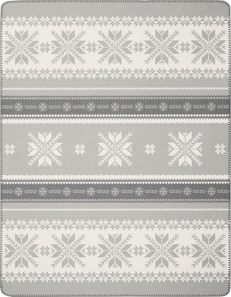 Biederlack Wohndecke Snow Crystals Größe 150x200 cm grau Plaid Bild 1