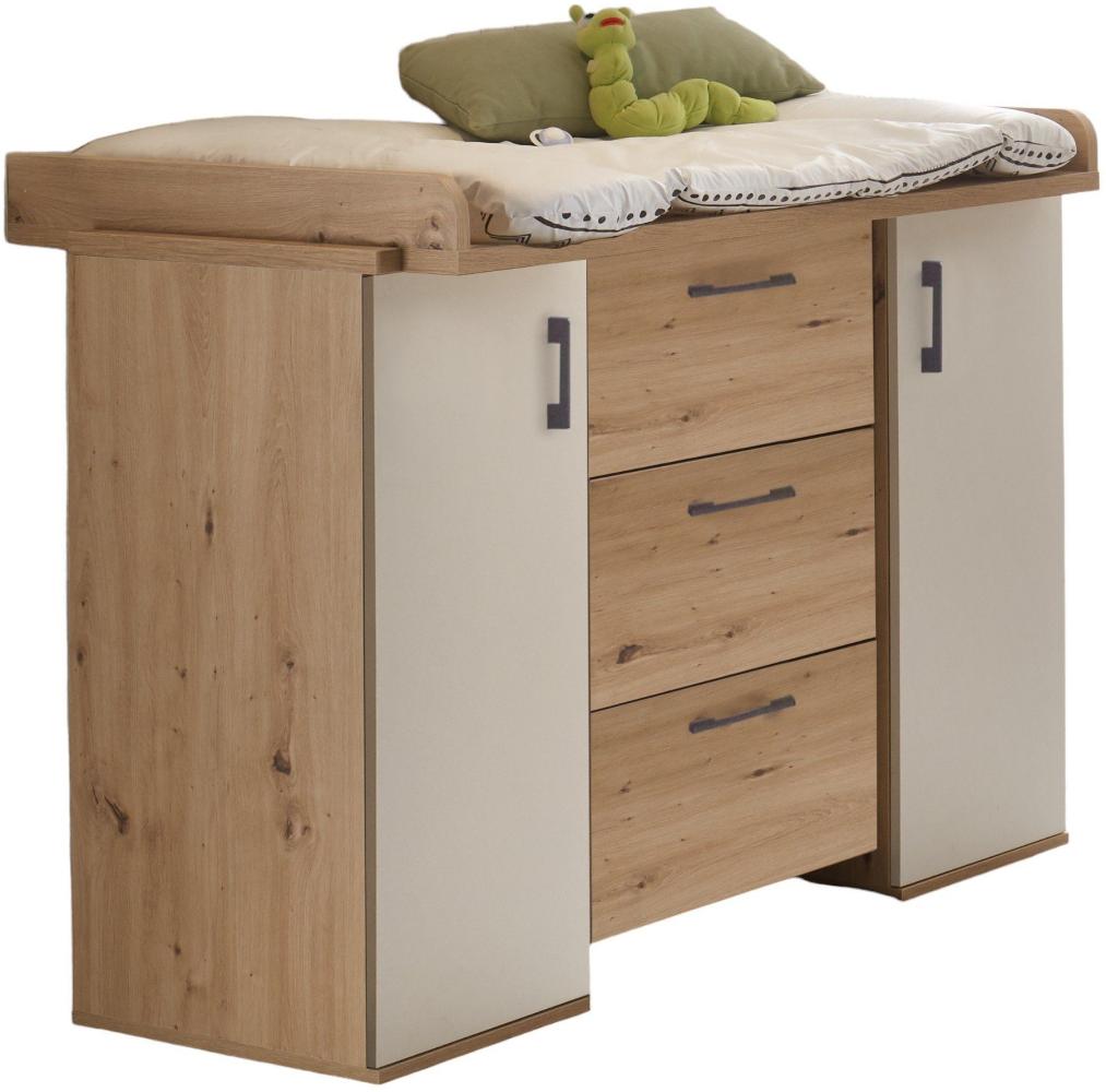 Wickelkommode Eddi 117 x 71 x 92 Wickeltisch Asteiche/Weiß Matt Lack 15119 Bild 1