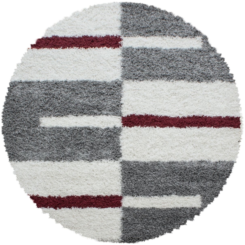 Hochflor Teppich Gianna rund - 120 cm Durchmesser - Rot Bild 1
