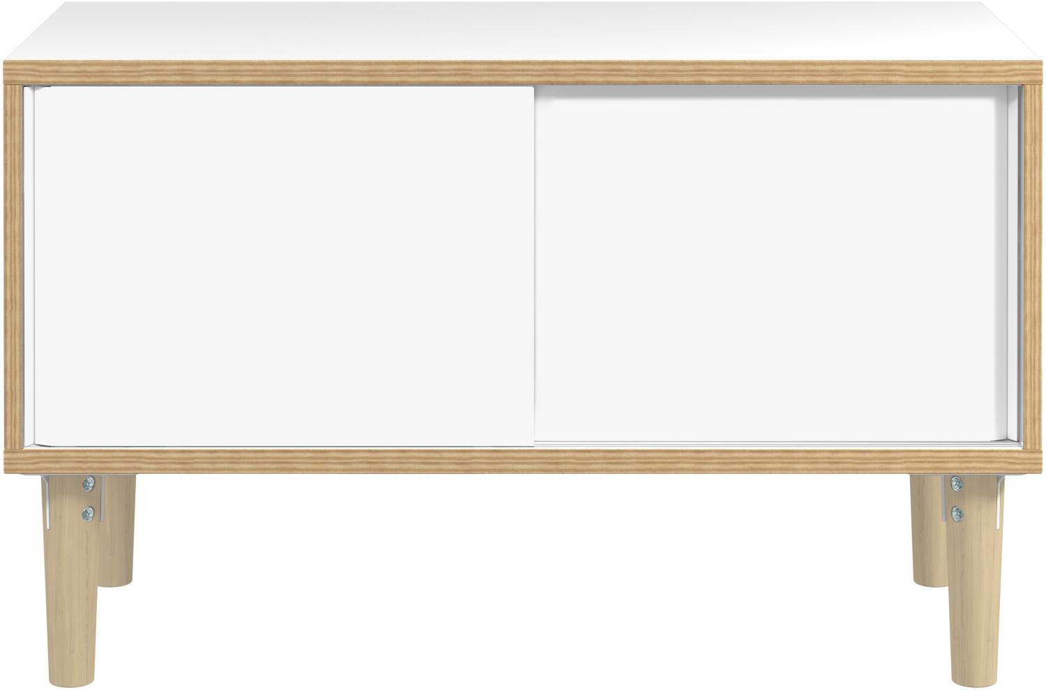 Poise Sideboard, Plywood, Schiebetüren in verkehrsweiß, 4 Füße aus Eiche, H 621 x B 1000 x 450 mm Bild 1