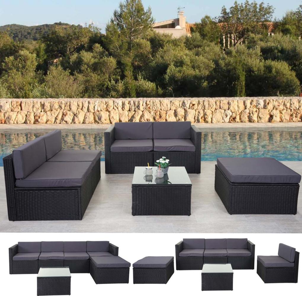 Poly-Rattan-Garnitur HWC-D24, Garten-/Lounge-Set Sofa ~ anthrazit, Polster dunkelgrau Bild 1