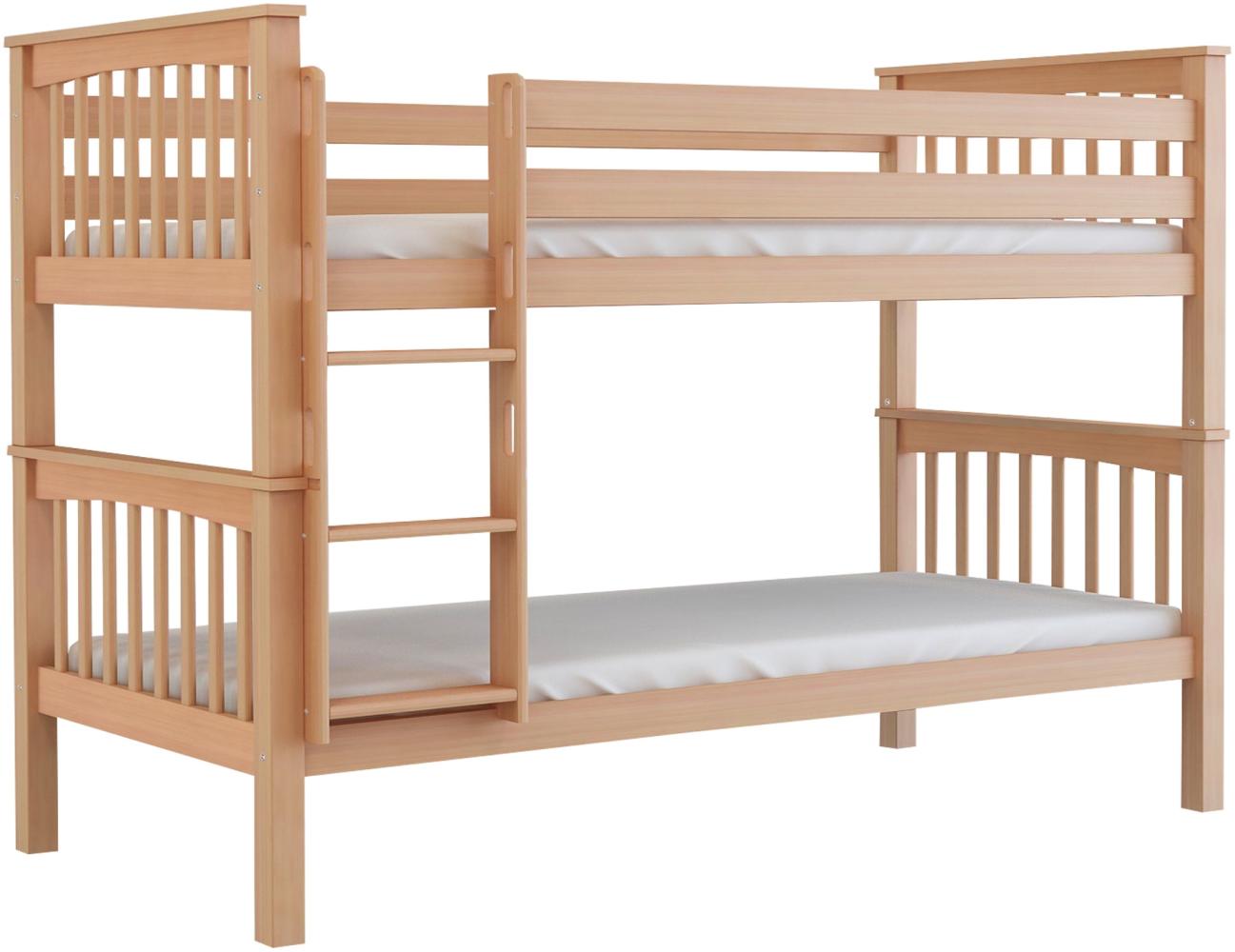 Etagenbett Kinderbett DAVID Buchenholz massiv 200x90 cm Natur Bild 1