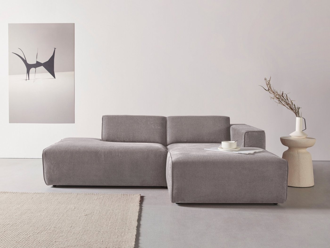 andas Ecksofa Noord, mit Kedernaht, Breite 227 cm, Cord, Struktur Bild 1