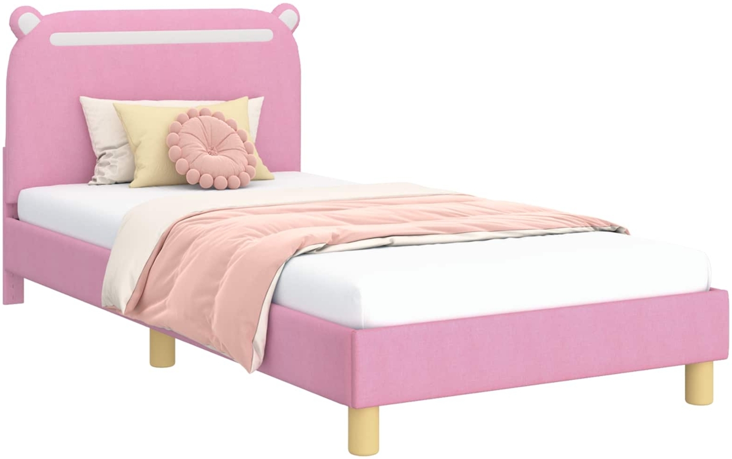 vidaXL Kinderbettgestell mit Kopfteil Rosa 80x200 cm Stoff 42011217 Bild 1