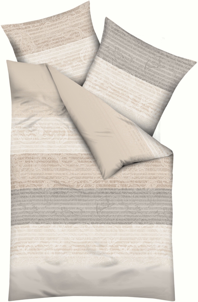 MONDO Bettwäsche PALAST, Creme, Taupe, Braun, 135 x 200 cm, Baumwolle, 2 teilig, mit Reißverschluss Bild 1