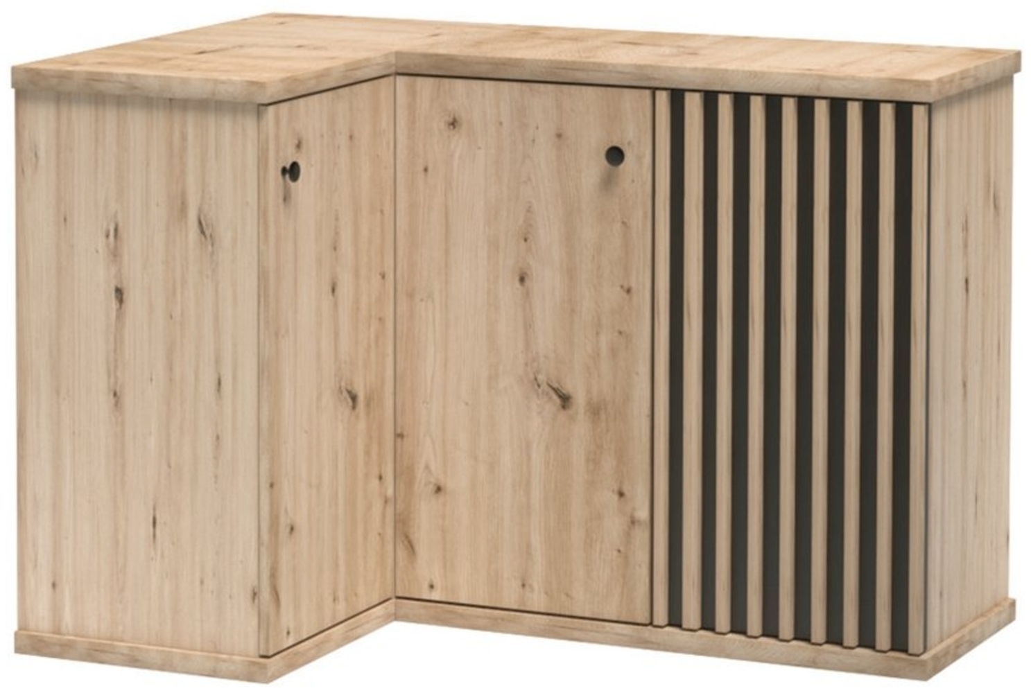 Lomadox Kommode CALLAO-161, Eiche mit schwarz, Kommode, Anrichte mit 3 Türen Bild 1
