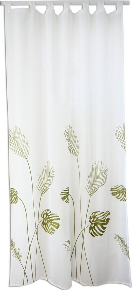 Clever-Kauf-24 Gardine Schlaufenschal mit Schlaufen und Gardinenband BxH 140x245 Monstera, Schlaufen, transparent, bestickt Bild 1