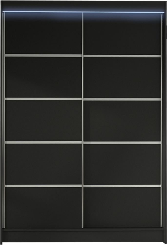 Kleiderschrank Lino IV, mit RGB LED Beleuchtung, Farbe: Schwarz Bild 1