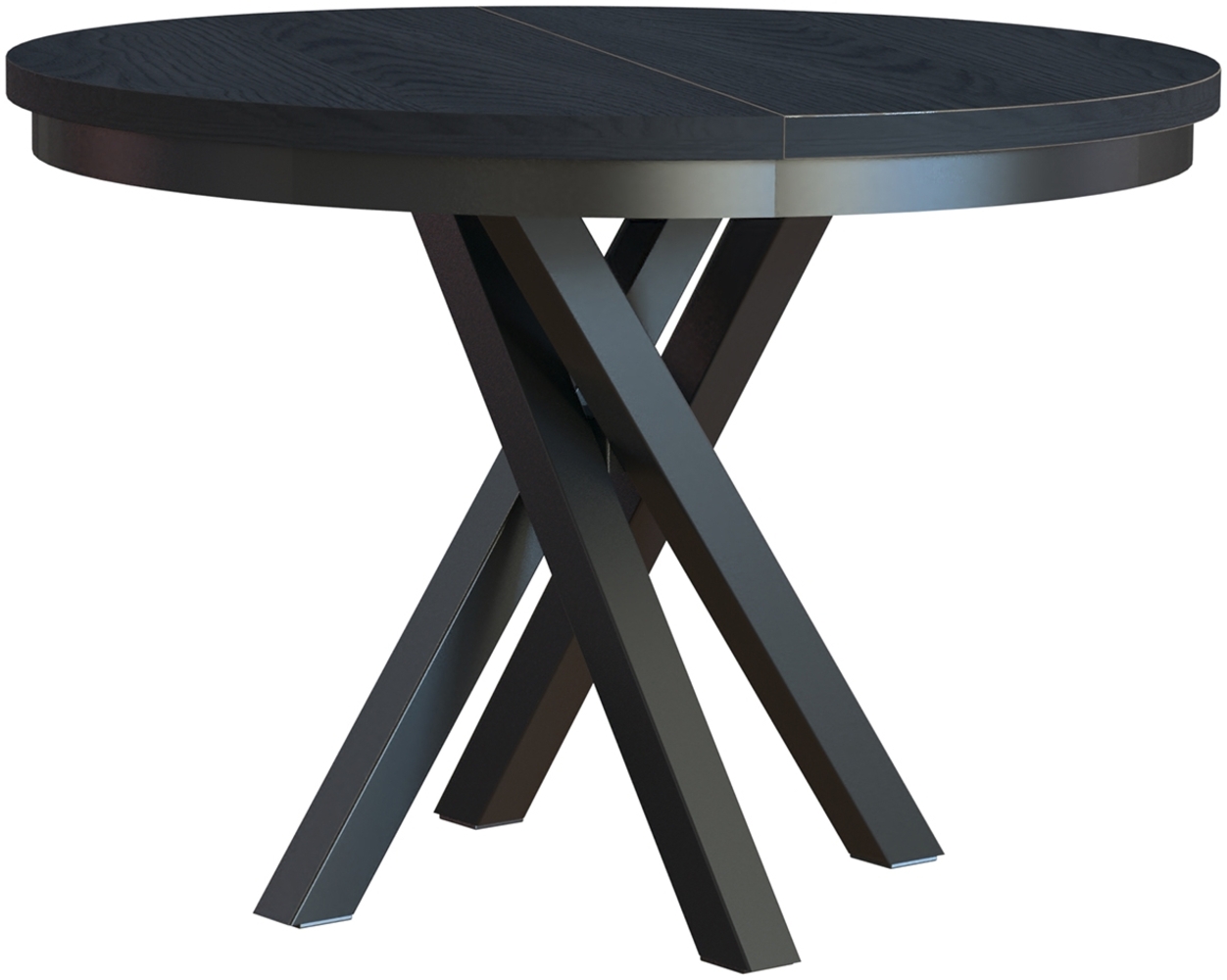 MEBLINI Esstisch Rund Ausziehbar aus Metall - 100-138x77cm - CHRIS - Schwarz Matt - Loft - Esszimmertisch Modern - Küchentisch - Ausziehtisch - Round Dining Table - Esszimmertische Bild 1