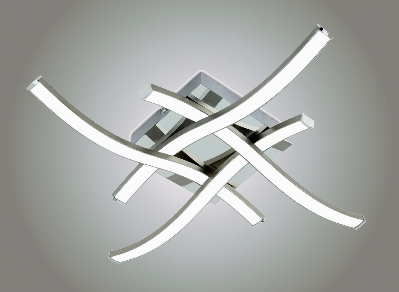 TRANGO LED Deckenleuchte, 3132XXL Design LED-Deckenleuchte Serie *WAVE* I 4 Flammen I dimmbar I modern & chic I in Wellenform I Deckenlampe I 4x6 Watt LED Modul I 4x600 Lumen I 3000K warm-weiß, Nickel matt & Chrom Bild 1