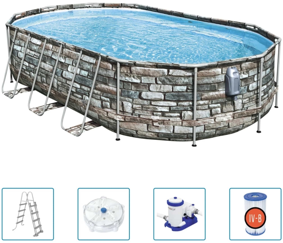 Bestway Power Steel Comfort Jet Series Pool-Set Oval 610x366x122 cm 3202562 Bild 1