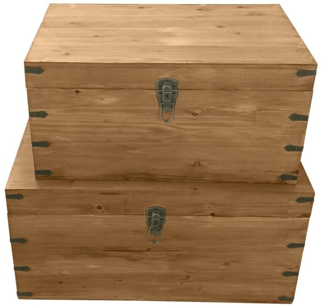 Vente-unique - 2er-Set Koffer - Tannenholz & MDF - 70 x 46 x 35 cm & 60 x 38 x 30 cm - Holzfarben - MALOUEN Bild 1