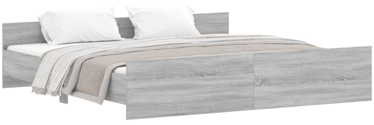 vidaXL Bettgestell mit Kopf- und Fußteil Grau Sonoma 200x200 cm 3203738 Bild 1