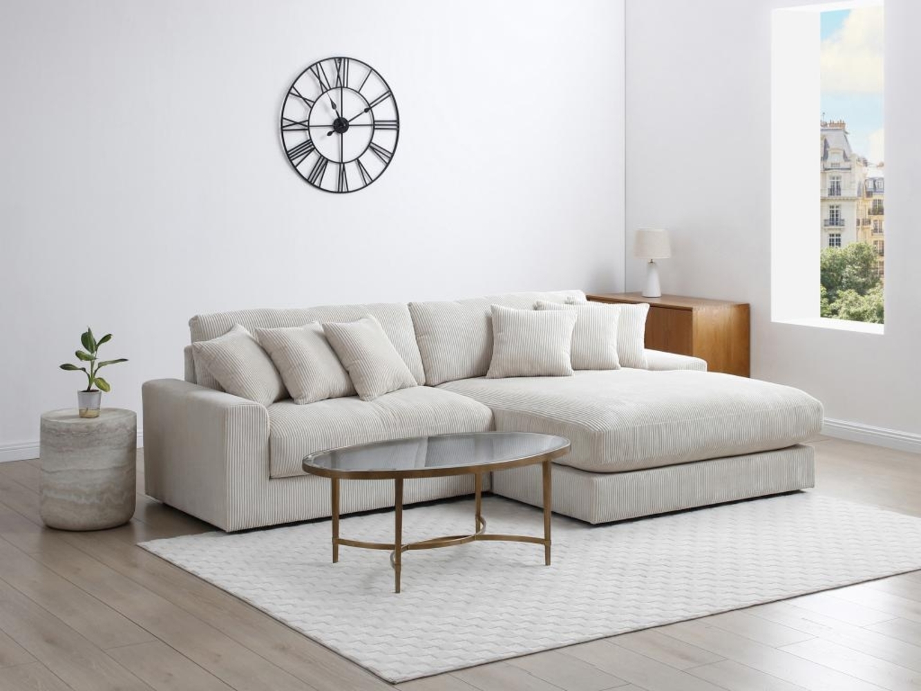 Vente-unique - Ecksofa - Ecke wechselbar - Stoff - Beige - SIMUZA Bild 1