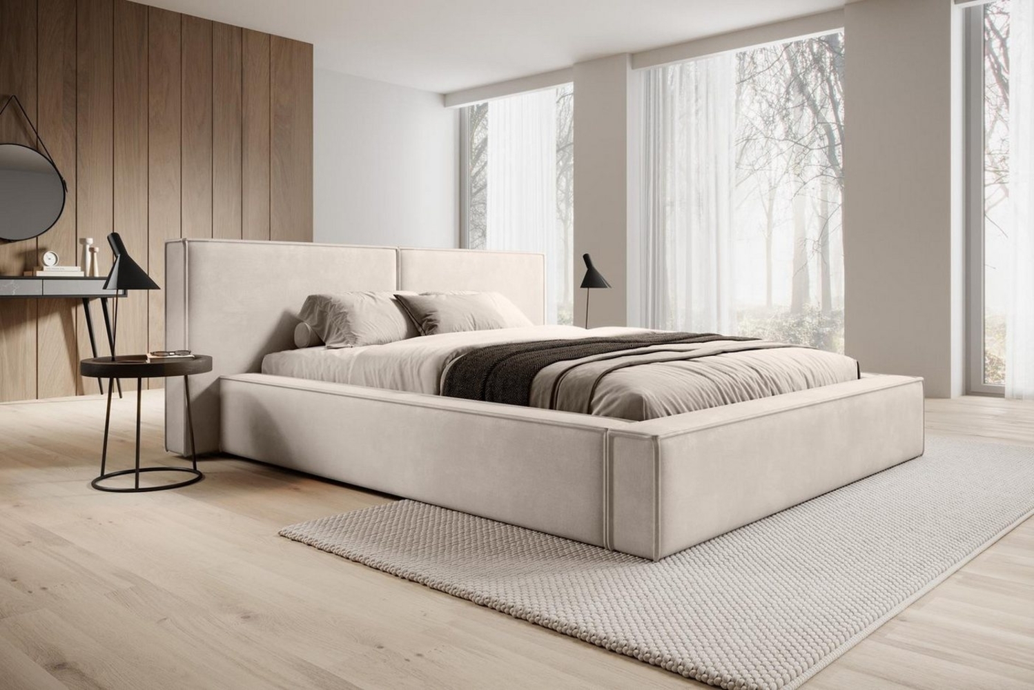 Compleo Polsterbett mit Bettkasten und Lattenrost, gepolstertes Kopfteil HEVE (Kostenlose Lieferung! TOP ANGEBOT), DesignerBett, Viele Varianten zur Auswahl–wählen Sie Größe und Farbe! Bild 1