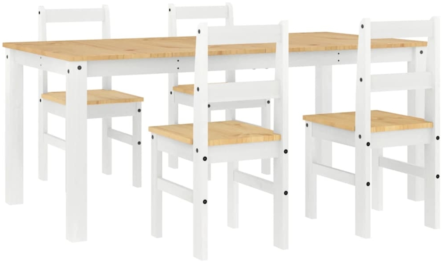 vidaXL 5-tlg. Essgruppe Panama Weiß Massivholz Kiefer 3345190 Bild 1