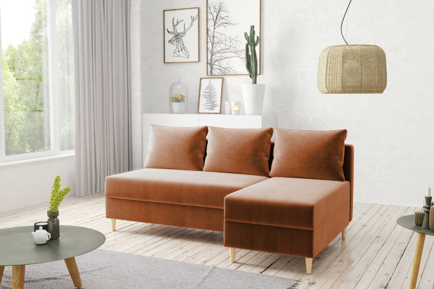 AX LIVING Ecksofa Klein Modern Farring 204 cm in Bernstein – Stil & Komfort Bild 1