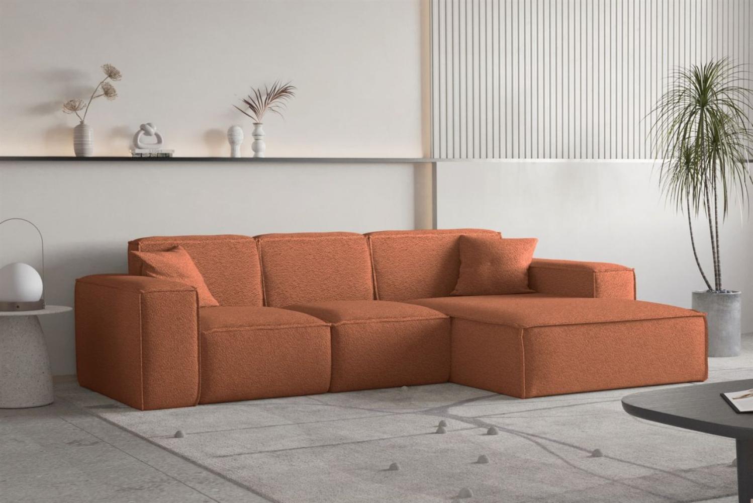 Ecksofa Designersofa CELES PREMIUM Stoff Ascot Bukla Terracotta Ottomane Rechts Bild 1