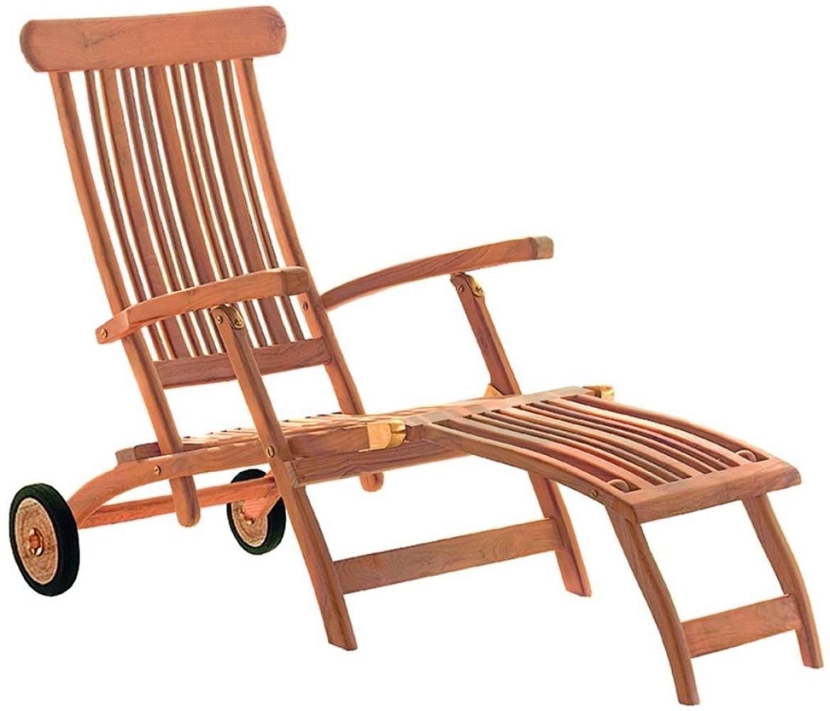 YOURSOL by deVries Deckchair mit Rädern Flores, Teak natur, mehrfach verstellbar, Gartenliege Bild 1