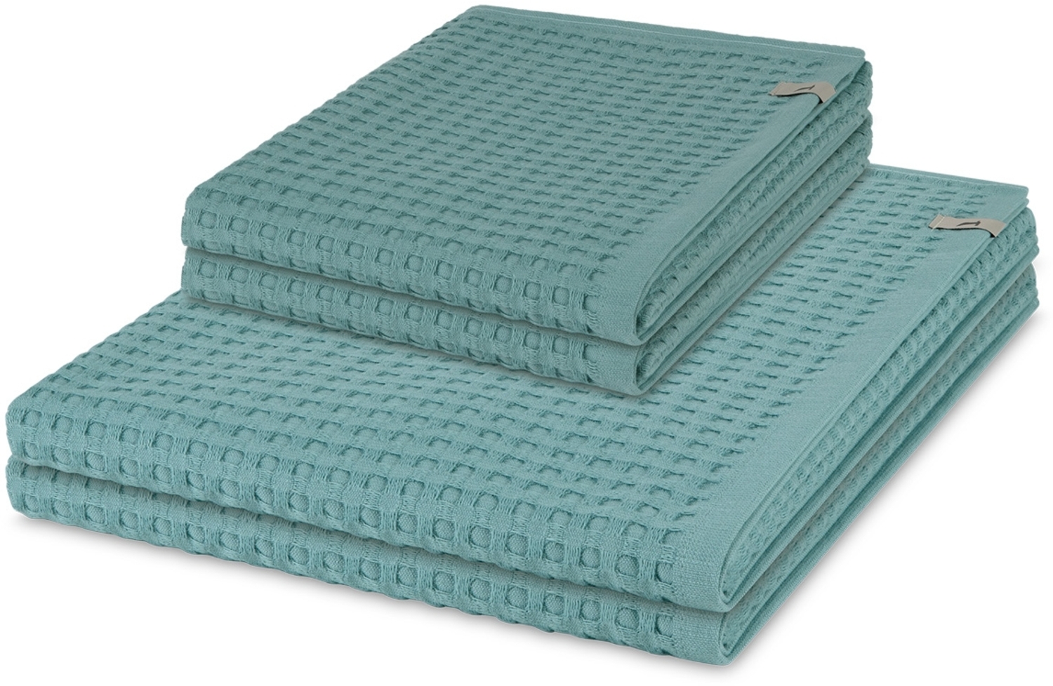 Möve Piquee 4 tlg. Frottier-Set - 2 X Handtuch (50 X 100cm) und 2 X Duschtuch (70 X 140cm) - 350 - Arctic Bild 1