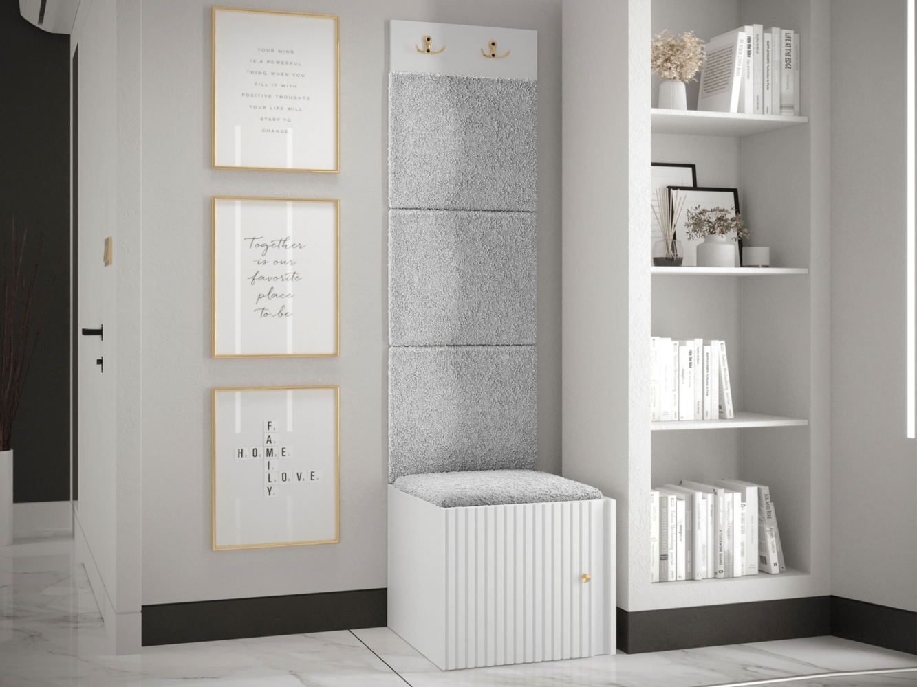 Mirjan24 Garderoben-Set Kirtan Slim XXII, grau, Weiß Bild 1