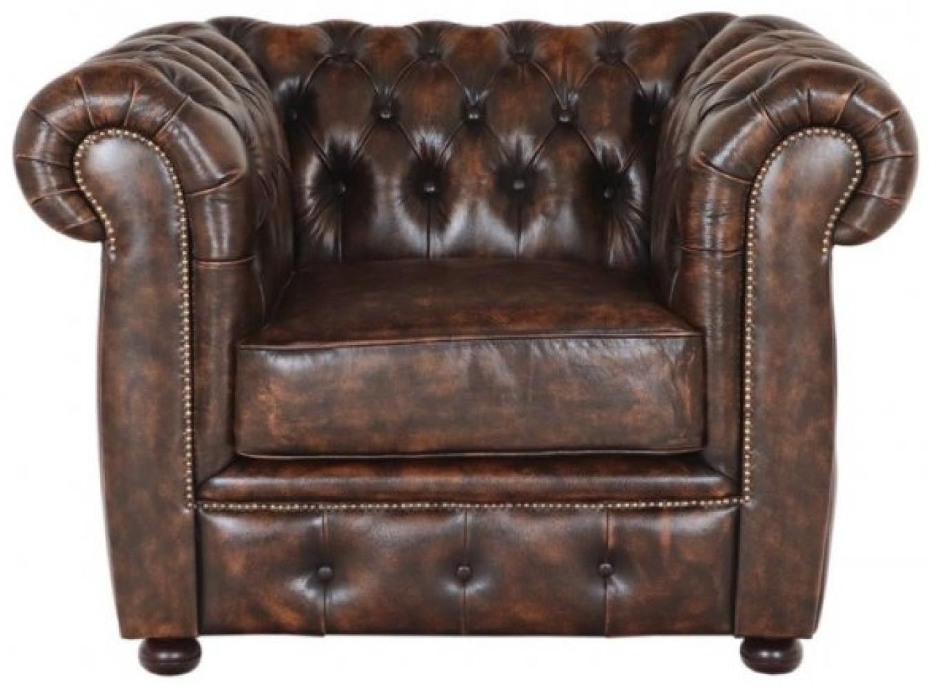 Einsitzer-Sofa Chesterfield Liverpool aus echtem Rindsleder Whisky Bild 1