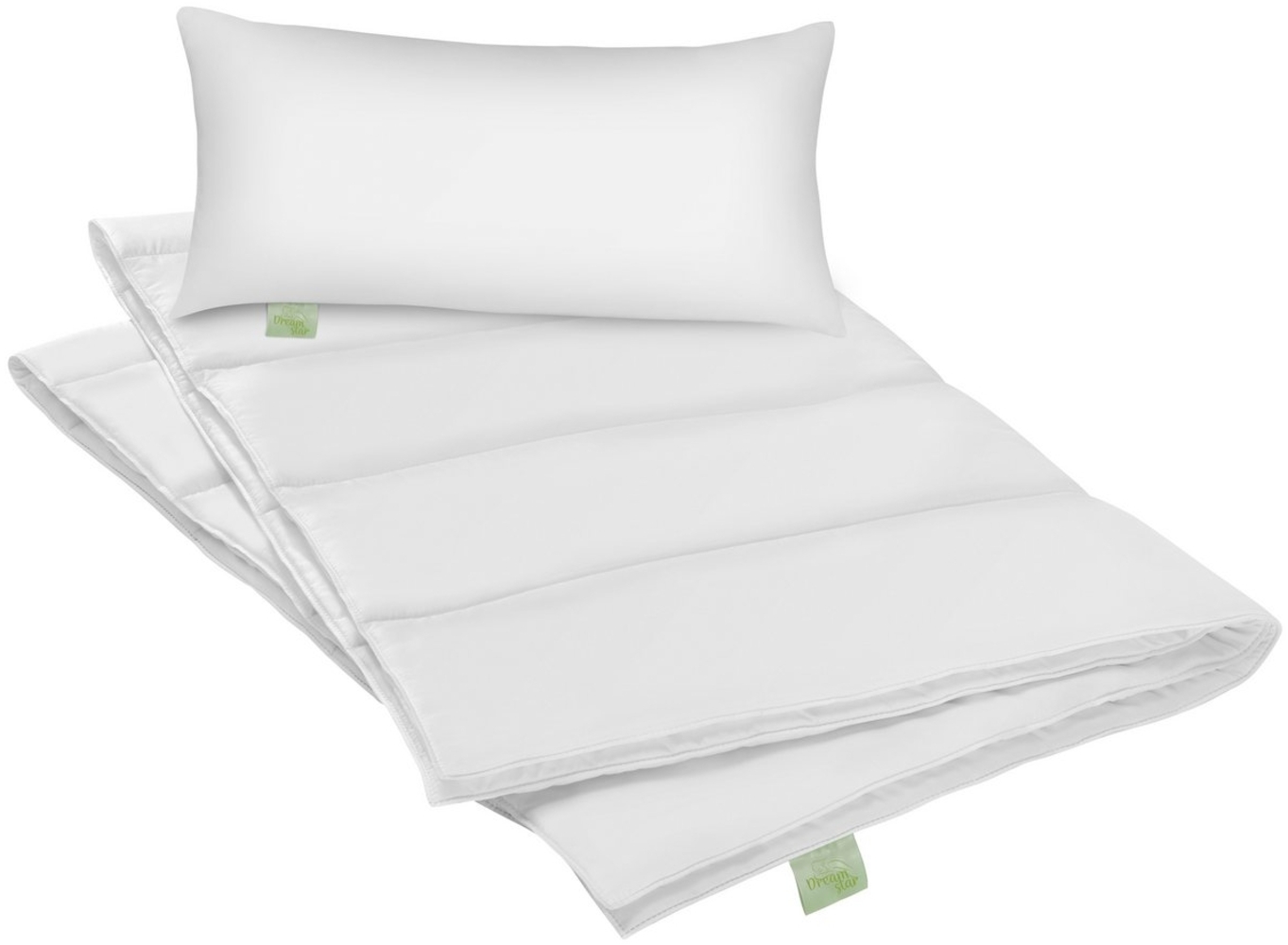 Dreamstar Microfaserbettdecke + Kopfkissen Eco, Bettdecke 135x200 oder 155x220 cm mit Kissen 40x80 oder 80x80 cm, Füllung: Faserfüllung, Bezug: Microfaser, Bettwaren-Set, Sommerbettdecke & Kissen, leicht & atmungsaktiv Bild 1