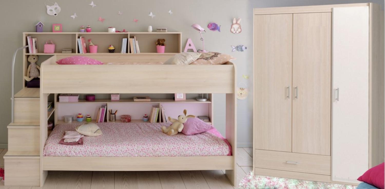 2-tlg. Kinderzimmer-Set 'Akazie Melvin' Schrank mit Schubladen Bild 1