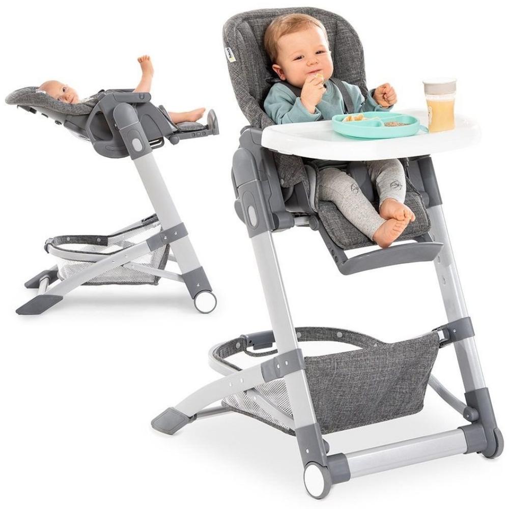 Hauck Hochstuhl Grow Up - Melange Grey, Babystuhl & Babyliege ab Geburt mit Tisch höhenverstellbar klappbar Bild 1