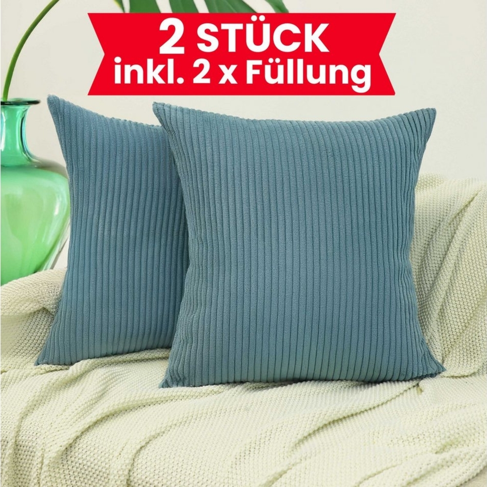 Amilian Dekokissen mit Füllung und Kissenbezug - 2er Set - Kissen, Zierkissen, Sofakissen, (2 Stück), Kopfkissen, Kuschelkissen, Couchkissen mit Kissenfüllung Bild 1