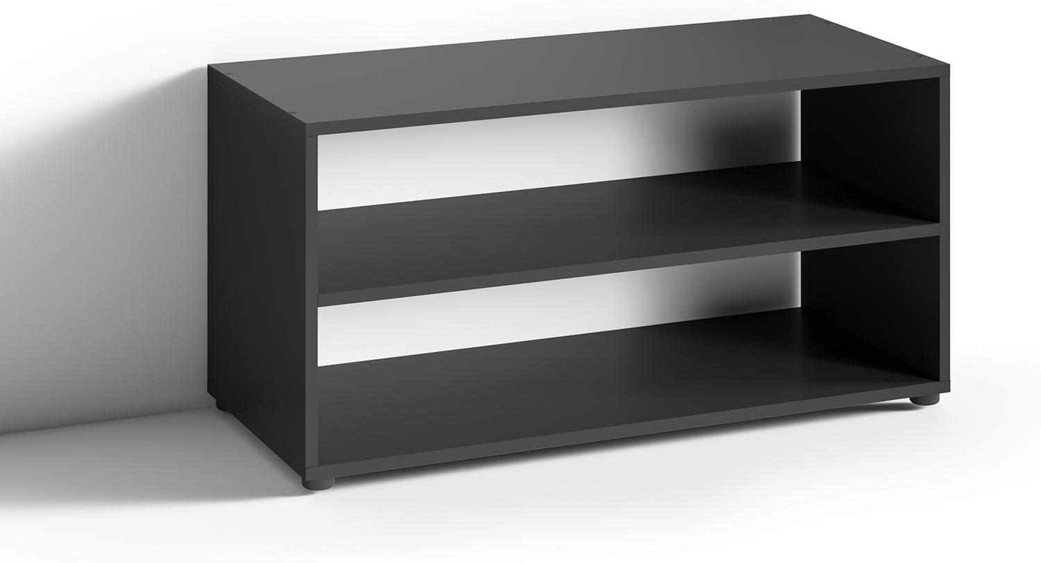 byLIVING TV Stand VICTORIA / kleines Regal schwarz / Beistelltisch 90 cm breit / Wohnzimmertisch / Schrank / TV Bank / TV Tisch / Schwarz / 90 x 45 x 39 cm (BxHxT) Bild 1