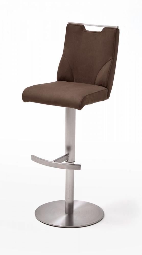 Barstuhl Giulia III - Leder Braun - Edelstahl Bild 1