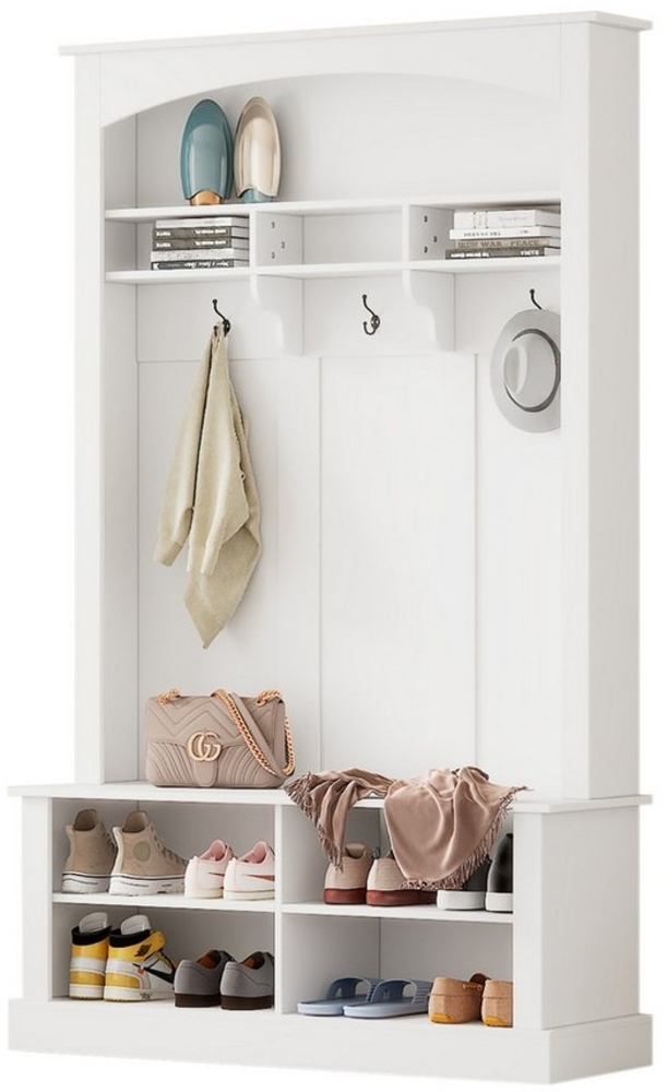 OKWISH Garderoben-Set für Ihren Eingangsbereich, (Flurgarderobe, Flur-Schuhschrank, Garderobe, 1-St, 3 Haken), mit gepolsterter Aufbewahrungsbank, Stecktafel, 3 Haken Bild 1