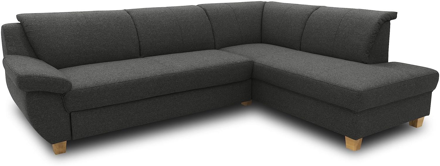 DOMO Collection Ecksofa Panama, klassisches Ecksofa in L-Form, Eckcouch, Sofa Couch, Ecke mit Schlaffunktion 254 x 186 cm in anthrazit Bild 1