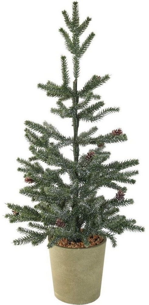 EXPO-Börse GmbH Künstlicher Weihnachtsbaum Weihnachtsbaum im Topf 66cm winterlich mit Tannenzapfen Bild 1