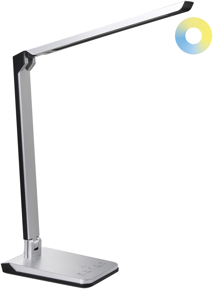 LED Schreibtischlampe PICTOR mit Dimmer Silber Bild 1