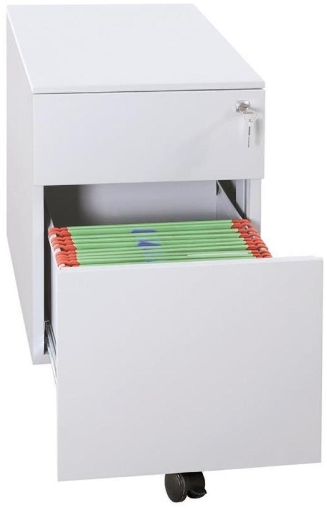 Stahl Büro Rollcontainer Bürocontainer mit Hängeregistratur Stahl-Abdeckplatte Maße: 62 x 40 x 59 cm RAL 7035 Lichtgrau 505930 Bild 1