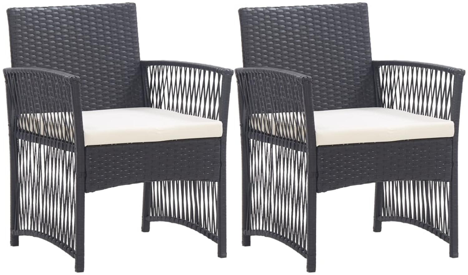 vidaXL Gartensessel mit Sitzkissen 2 Stk. Schwarz Poly Rattan 363406 Bild 1