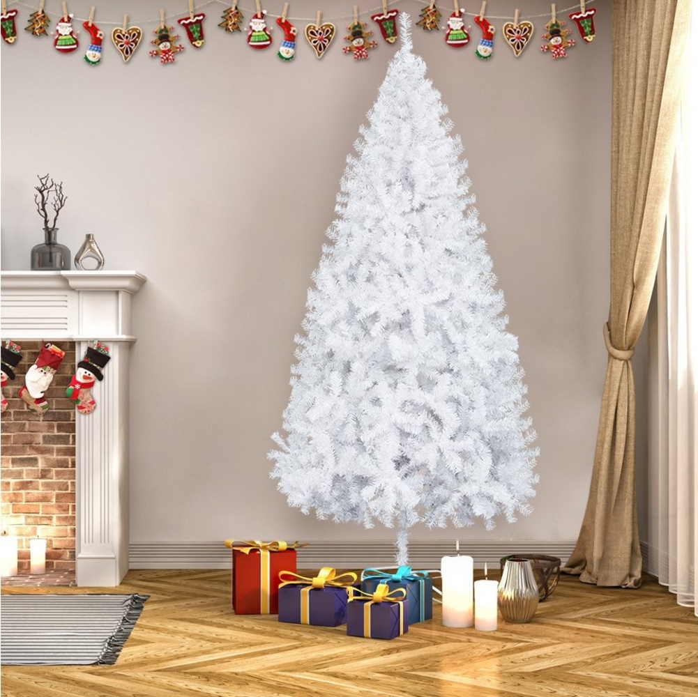 VINGLI Künstlicher Weihnachtsbaum 150/180/210 cm mit Eisenständer und 350/650/950 Zweigen, für Büro, Zuhause, Geschäft, Party und Feiertagsdekoration, Weiß Bild 1