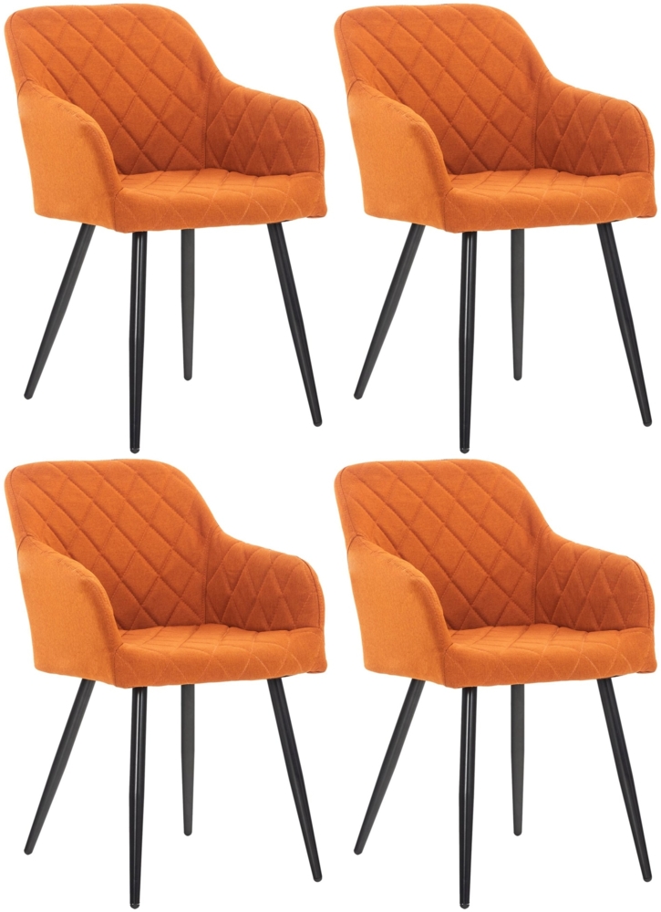 CLP 4er Set Esszimmerstuhl Shila Gesteppt,orange Stoff Bild 1
