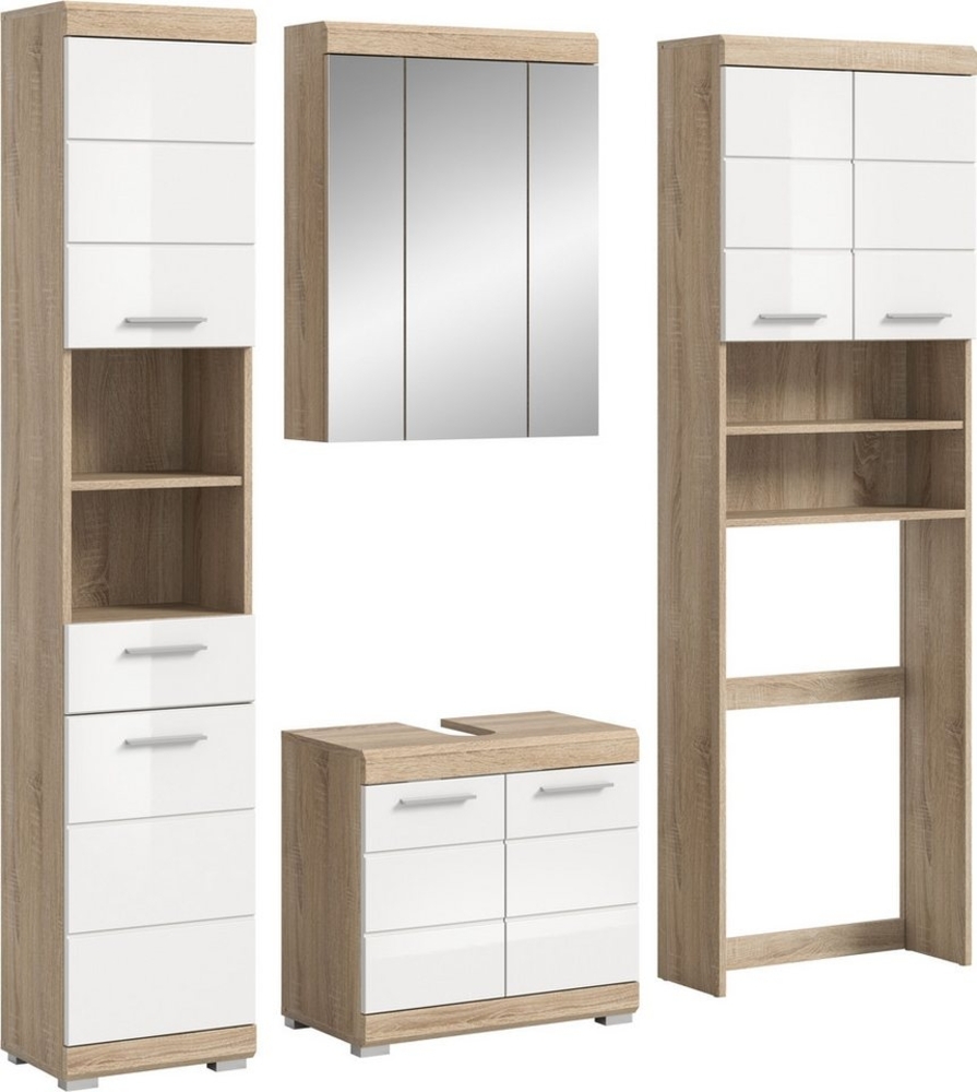 INOSIGN Badmöbel-Set Siena, 4 teilig, bestehend aus:, (Set), Hochschrank, WBU, Spiegelschrank, Waschmaschinenumbauschrank Bild 1