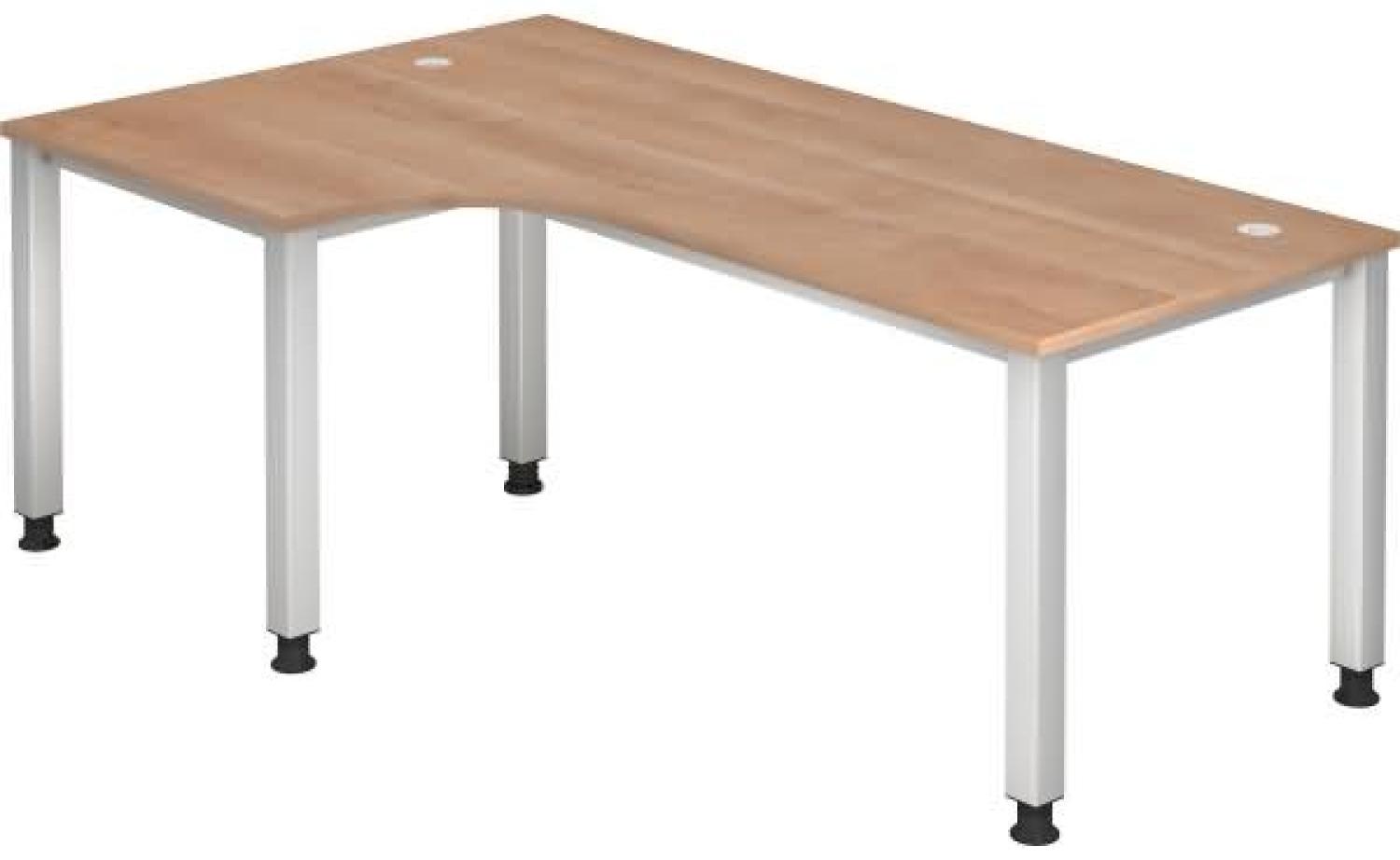 Winkeltisch QS82 4Fuß eckig 200x120cm 90° Nussbaum Gestellfarbe: Silber Bild 1