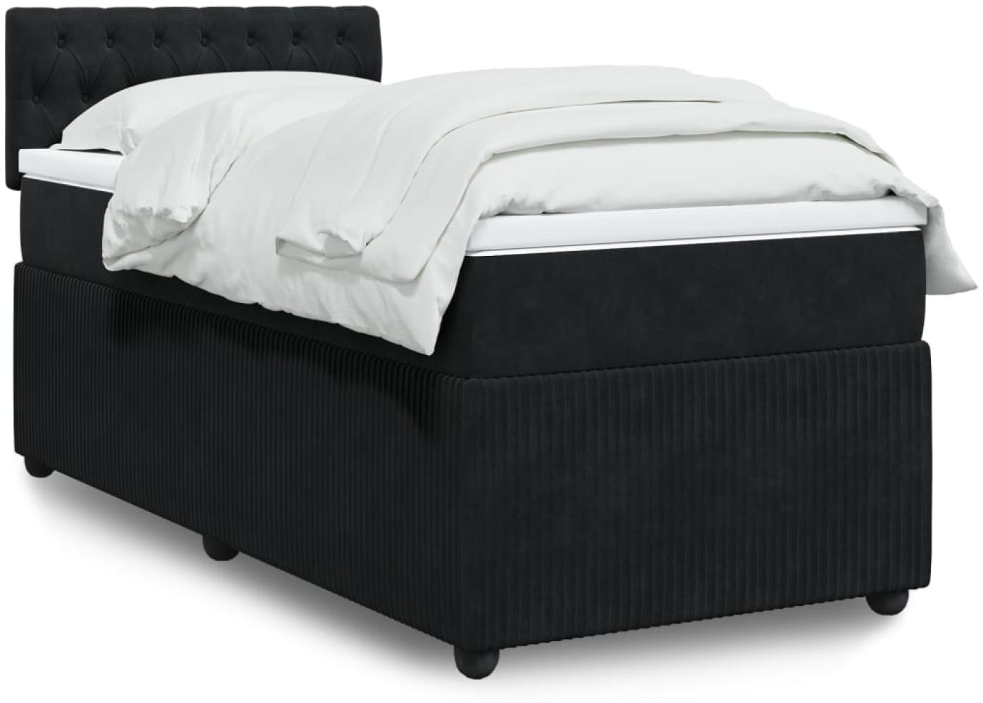 vidaXL Boxspringbett mit Matratze Schwarz 80x200 cm Samt 3289898 Bild 1